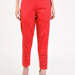 FLOREOS Women Embroidered Relaxed Easy Wash Trousers-image-68