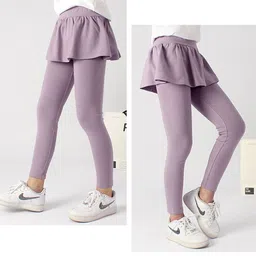 StyleCast Girls Purple High-Rise Easy Wash Cotton Trousers image 1