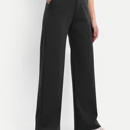 Next One Women Smart Loose Fit High-Rise Easy Wash Cotton Parallel Trousers-picture-21