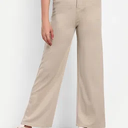 Next One Women Smart Loose Fit High-Rise Easy Wash Stretchable Parallel Trousers-picture-33