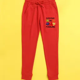 NUSYL Kids Red Printed Joggers-picture-17