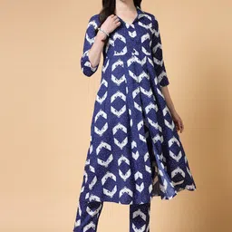 KALINI Abstract Printed Regular Pure Cotton Kurta With Trouser image 1