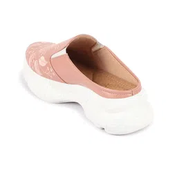 FAUSTO Women Peach-Coloured Textured PU Slip-On Sneakers image 3