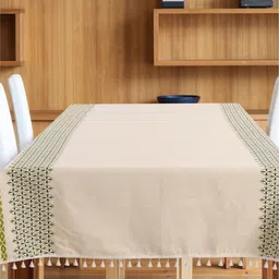 URBAN SPACE Cream-Colored Printed Pure Cotton 4-Seater Table Cover image 2