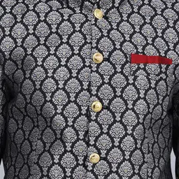 Wintage Geometric Printed Mandarin Collar Satin Bandhgala Blazers image 5