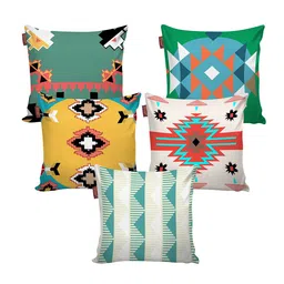 AEROHAVEN Sea Green & Blue Set of 5 Abstract Square Cushion Covers image 5