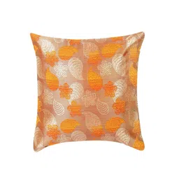 Alina decor 5 Pcs Yellow & Orange Ethnic Motifs Brocade Square Cushion Covers image 2