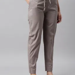 Go Colors Women Grey Tapered Fit Trousers image 2