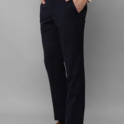 Luxure by Louis Philippe Men Plain Flat-Front Slim Fit Formal Trousers image 2