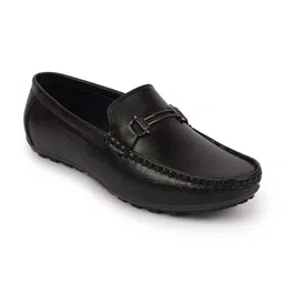 FAUSTO Men Black Slip On Casual PU Loafers image 2
