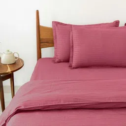 Sleeping Owls- because your sleep matters Pink Striped Patterned Pure Cotton 210 TC Double Queen Bedding Set image 5