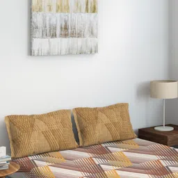 DDecor Brown 140 TC Printed  King Bedsheet With 2 Pillow Covers image 2