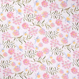 RD TREND White & Pink Floral Cotton 210 TC Single Bedsheet With 1 Pillow Cover image 3