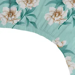 bsb home Green & Beige Floral Microfiber180 TC King Fitted Bedsheet with 2 Pillow Covers image 2