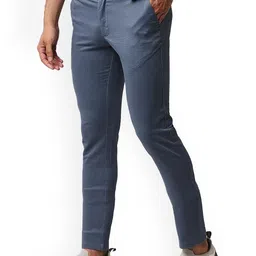 Basics Men Checked Tapered Fit Slim Fit Cotton Chinos Trousers image 2