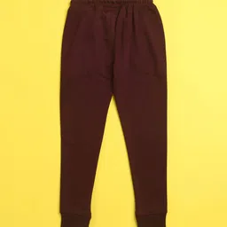 NUSYL Unisex Kids Burgundy Printed Joggers image 2