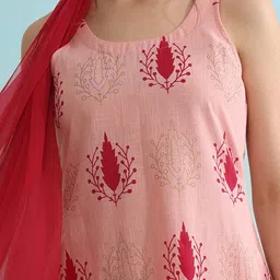 Khushal K Floral Printed Pure Cotton Straight Kurta with Trousers & Dupatta image 2