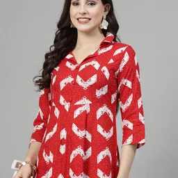 KALINI Abstract Printed Regular Pure Cotton A Line Kurta With Trousers image 2