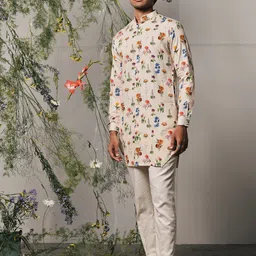 Project Bandi Floral Printed Band Collar Kurta With Trousers image 2