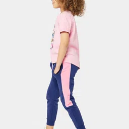 mothercare Girls Blue Side Stripe Pure Cotton Joggers image 2