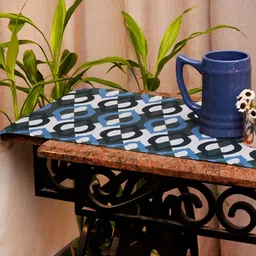 ZEBA Blue & White Printed 6-Seater Table Runner image 3