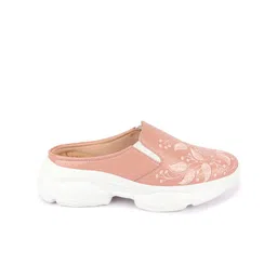 FAUSTO Women Peach-Coloured Textured PU Slip-On Sneakers image 4