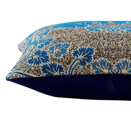 Nendle Turquoise Blue & Grey Set of 5 Floral Square Cushion Covers image 2