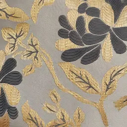 Good Vibes Grey & Gold Toned 6 Pieces Floral Textured Jacquard Square Cushion Covers image 2