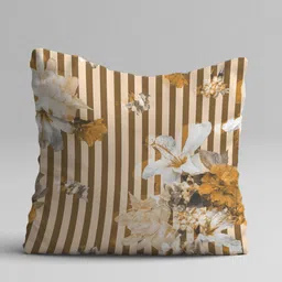 STITCHNEST Pack Of 5 Yellow Floral Printed Square Cushion Covers image 2