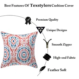 Texstylers Red 2 Pieces Printed Cotton Square Cushion Covers image 4