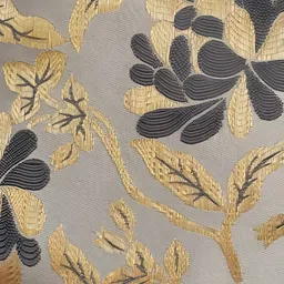 Good Vibes Grey & Gold Toned 6 Pieces Floral Textured Jacquard Square Cushion Covers image 3