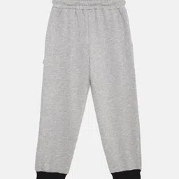 mackly Boys Grey Melange & Black Solid Joggers image 2