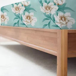 bsb home Green & Beige Floral Microfiber180 TC King Fitted Bedsheet with 2 Pillow Covers image 3