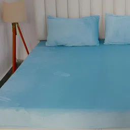 RD TREND Blue 210 TC Fitted King Bedsheet with 2 Pillow Covers image 2