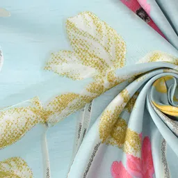 BREVARD Blue & Pink Floral 210 TC King Size Fitted Bedsheet with 2 Pillow Covers image 5