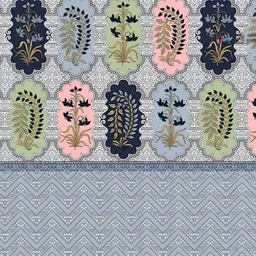 FABROLI Grey Green Floral 300 TC Cotton King Bedsheet With 2 Pillow Covers image 2