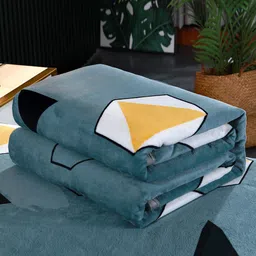 JC HOME Green & Yellow Geometric Summer 300 GSM Double Bed Blanket image 5