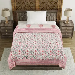 BLOCKS OF INDIA Unisex Pink Blankets Quilts and Dohars image 5