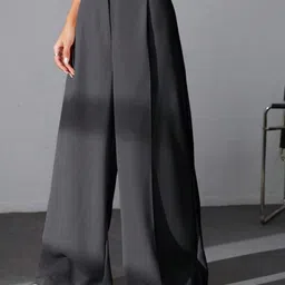 BROADSTAR Women Smart Stretchable High-Rise Loose Fit Parallel Trouser image 3