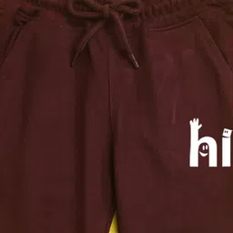 NUSYL Unisex Kids Burgundy Printed Joggers image 3