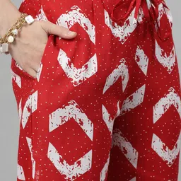KALINI Abstract Printed Regular Pure Cotton A Line Kurta With Trousers image 3