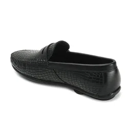 Carlton London Men Textured Round Toe Lightweight Leather Loafers image 3