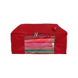 Kuber Industries Pack Of 2 Red Solid Cotton Organisers image 5
