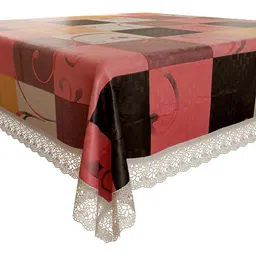 Kuber Industries Pink & Black Checked Waterproof 4-Seater Square Table Cover image 4