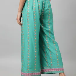W Women Green Ethnic Motifs Printed Trousers image 2