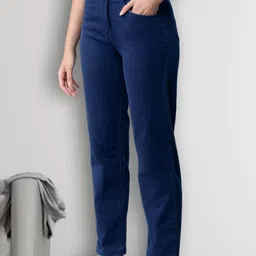 gold-d.a fashion Women Straight Fit Mid Rise Dark Blue Jeans image 2