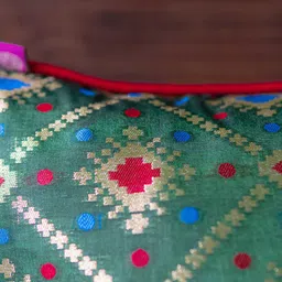 RoyalDeco Green & Red Ethnic Motifs Brocade Square Cushion Covers image 4