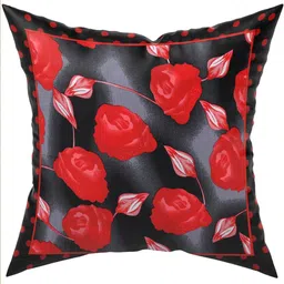 Kuber Industries 5 Pieces Red & Black Floral Square Cushion Covers image 5