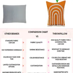 THROWPILLOW Orange & White Embroidered Square Cushion Cover image 4