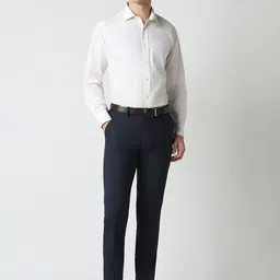 Peter England Men Slim Fit Textured Self Design Formal Trousers image 5